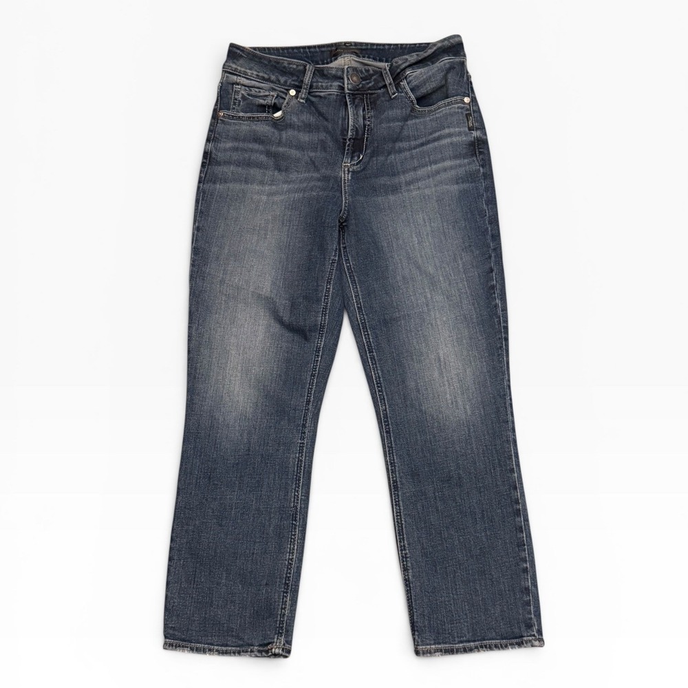Silver Jeans Co Avery Capri Blue Medium Wash Straight Leg Cropped Jeans 30x24‎